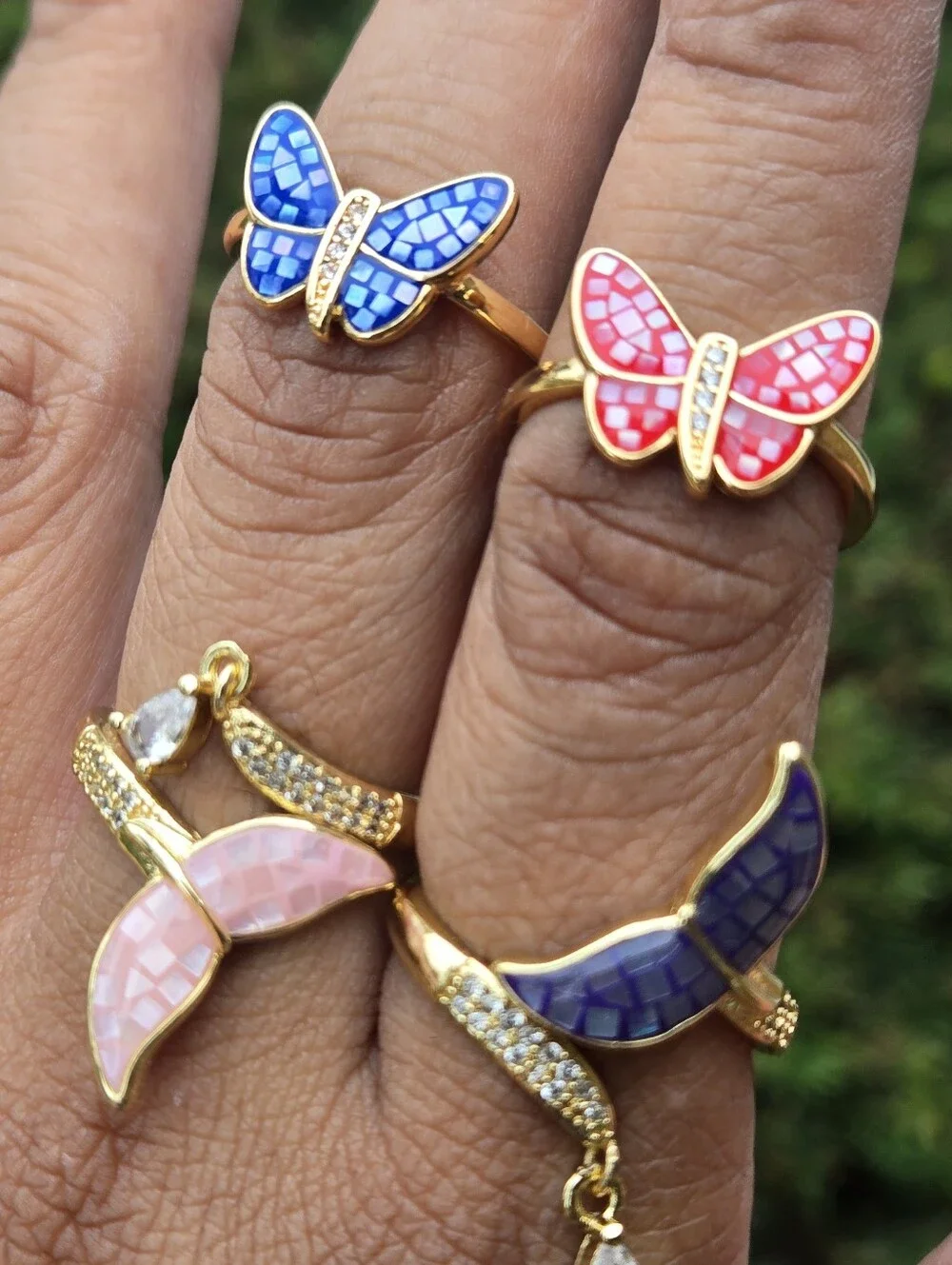 The Complete Mosaic Shell 4-Piece Statement Ring Collection